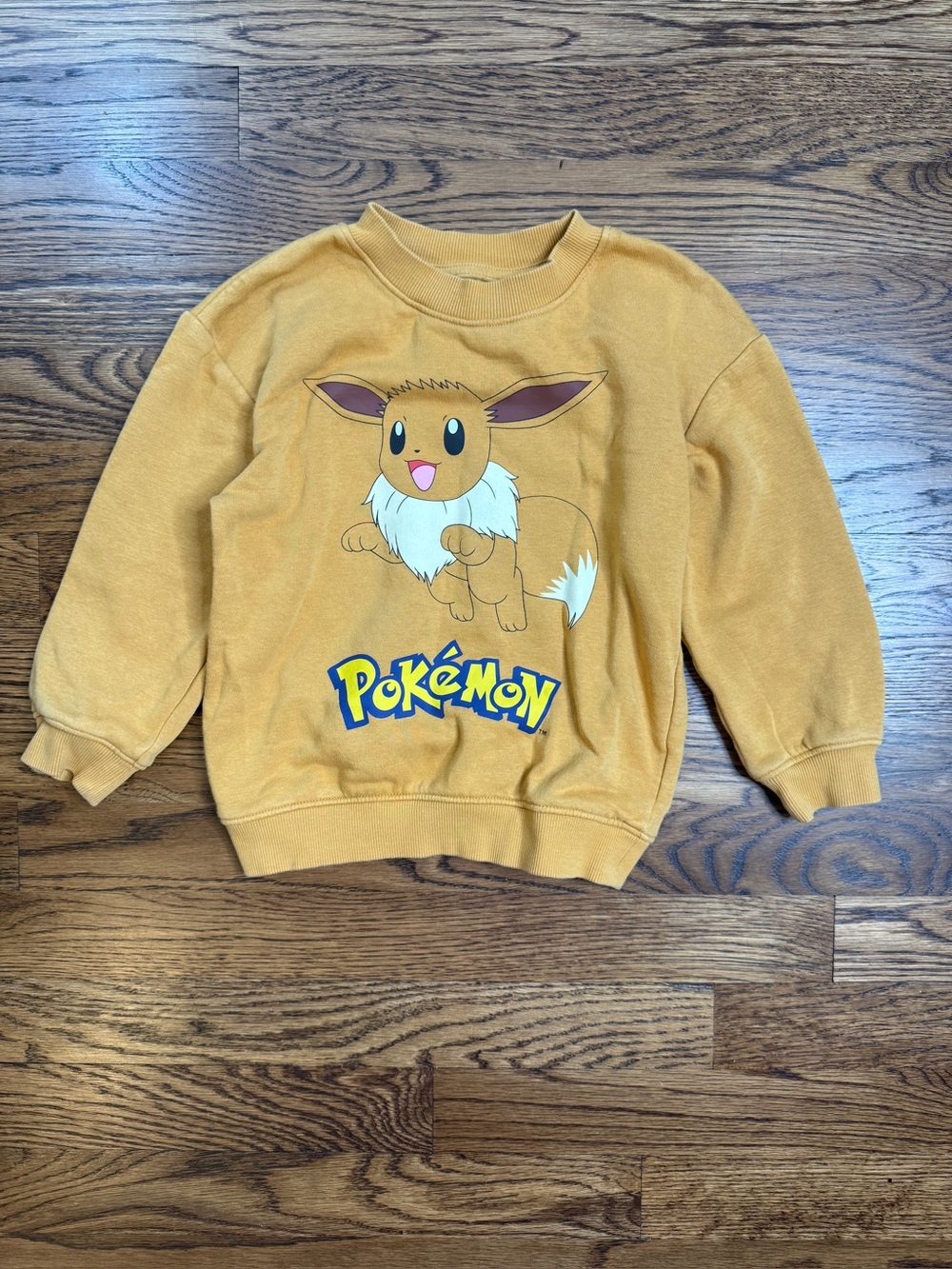 H&M Kids Unisex Mustard Yellow Pokemon Eevee Graphic Print Sweatshirt Size 3T-4T